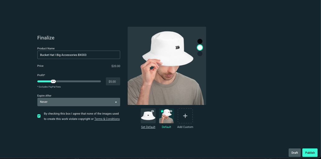 preview of product details for bucket hat streamlabs merch